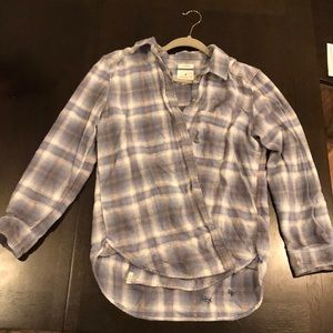 American Eagle Stylishly Ripped Blue Flannel